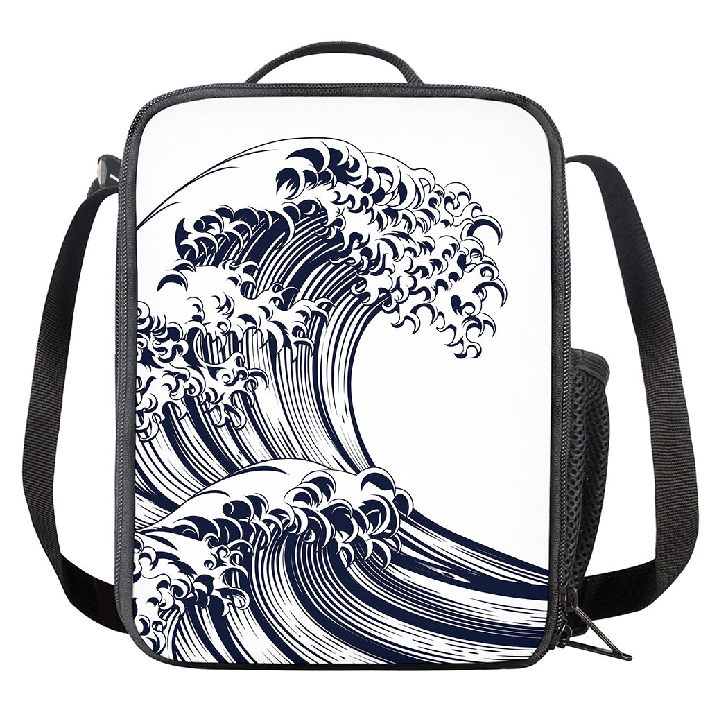 Japanese Kanagawa Wave Print Crossbody Lunch Bag