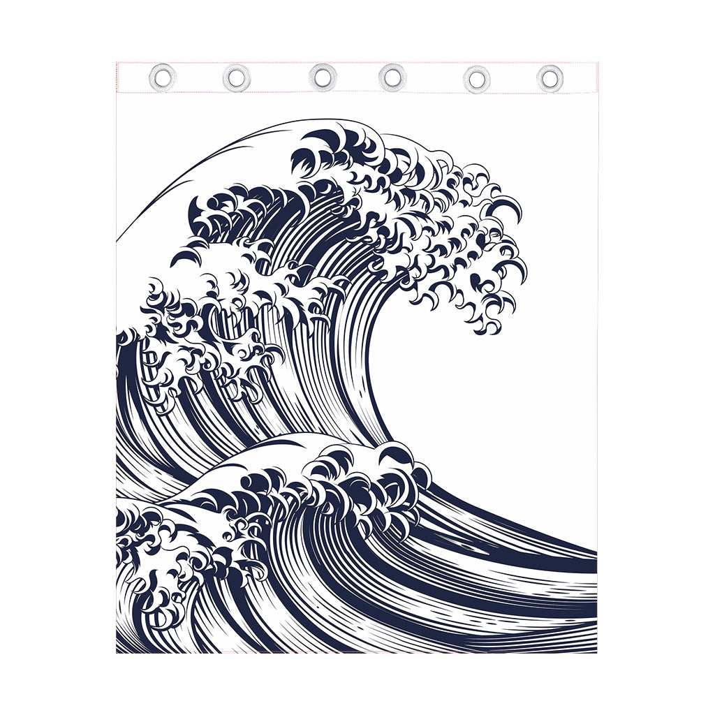 Japanese Kanagawa Wave Print Curtain