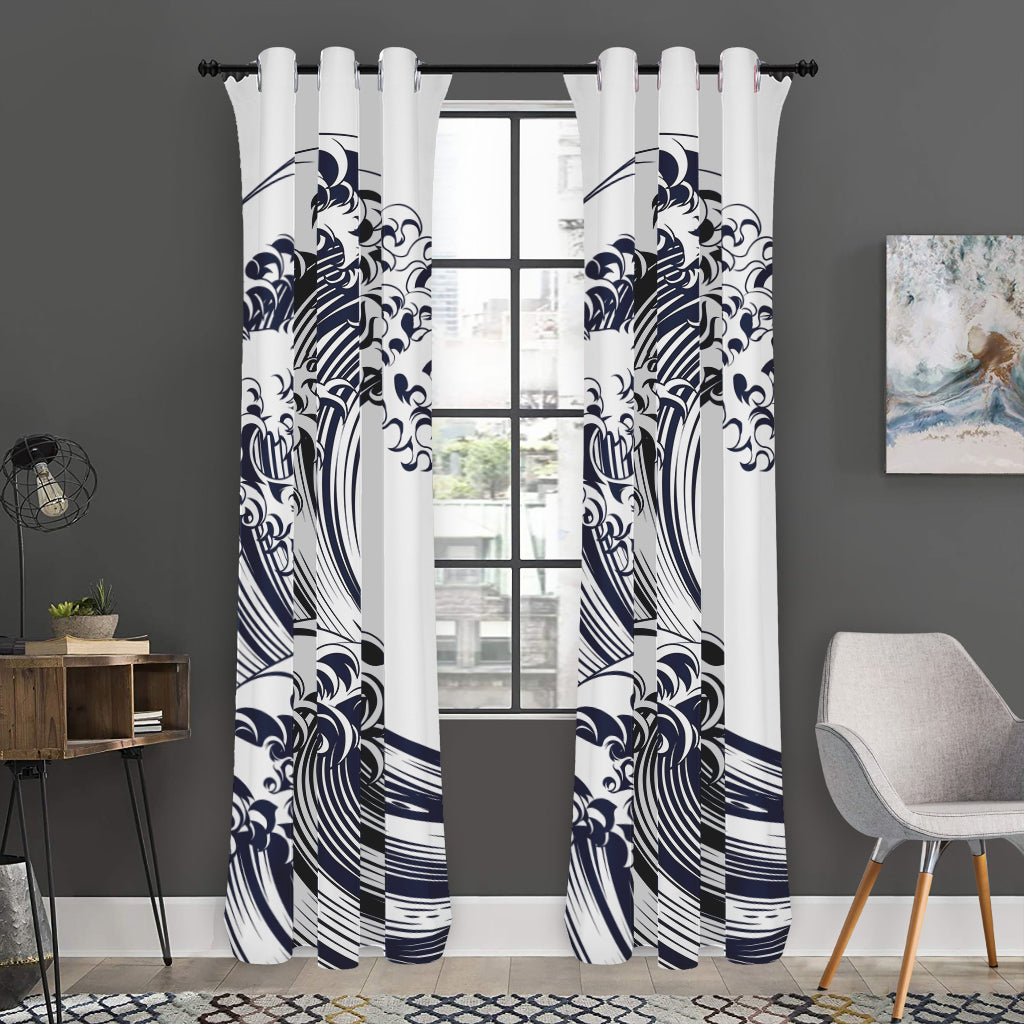 Japanese Kanagawa Wave Print Curtain