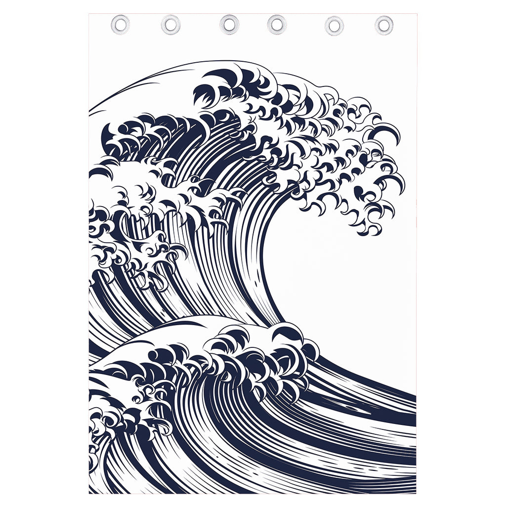 Japanese Kanagawa Wave Print Curtain