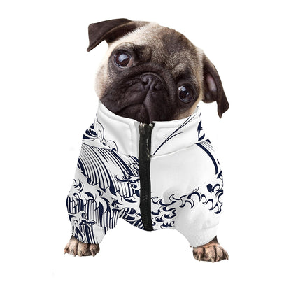 Japanese Kanagawa Wave Print Dog Zip Up Jacket
