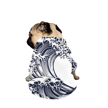 Japanese Kanagawa Wave Print Dog Zip Up Jacket