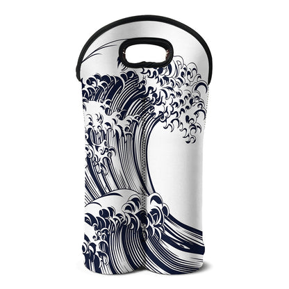 Japanese Kanagawa Wave Print Double Neoprene Wine Tote
