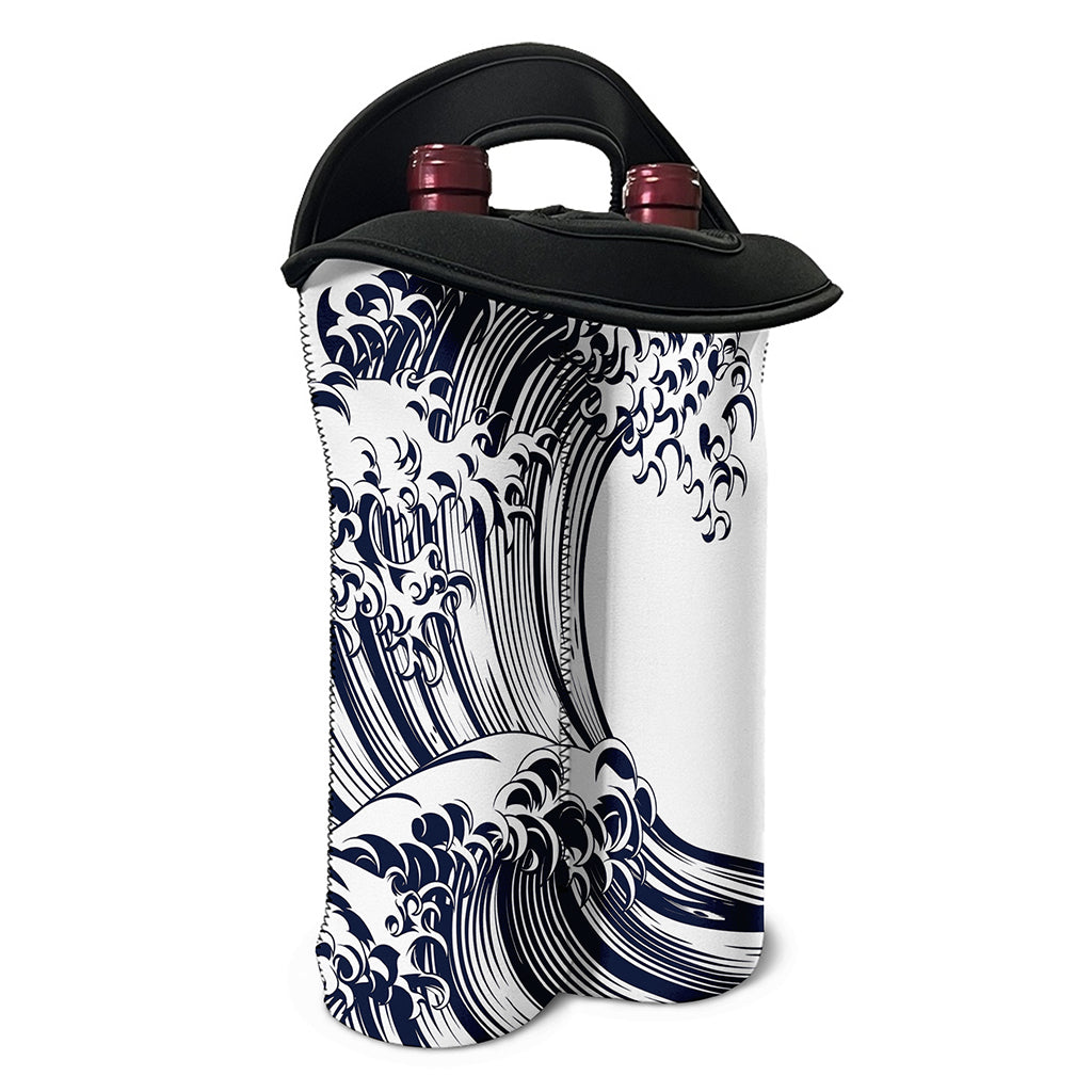 Japanese Kanagawa Wave Print Double Neoprene Wine Tote