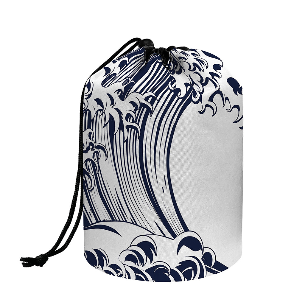 Japanese Kanagawa Wave Print Drawstring Makeup Bag