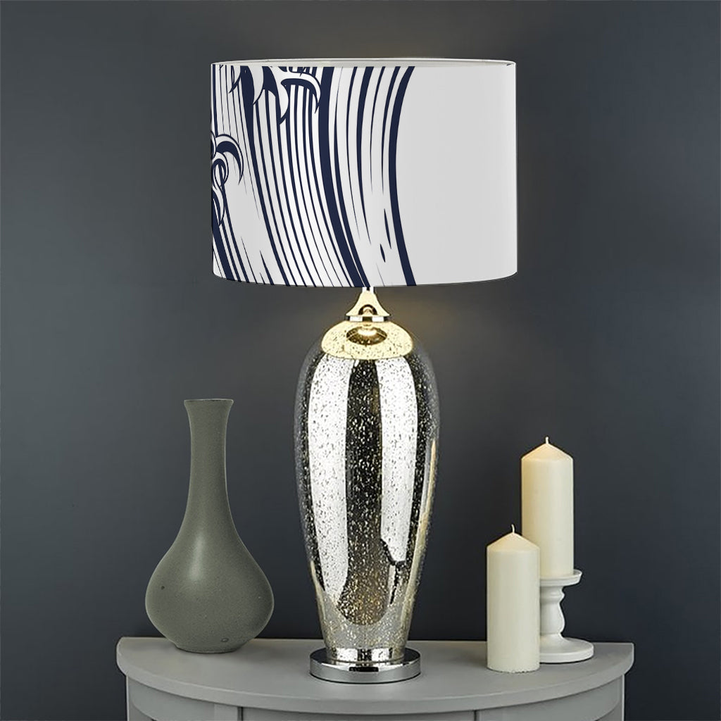 Japanese Kanagawa Wave Print Drum Lamp Shade