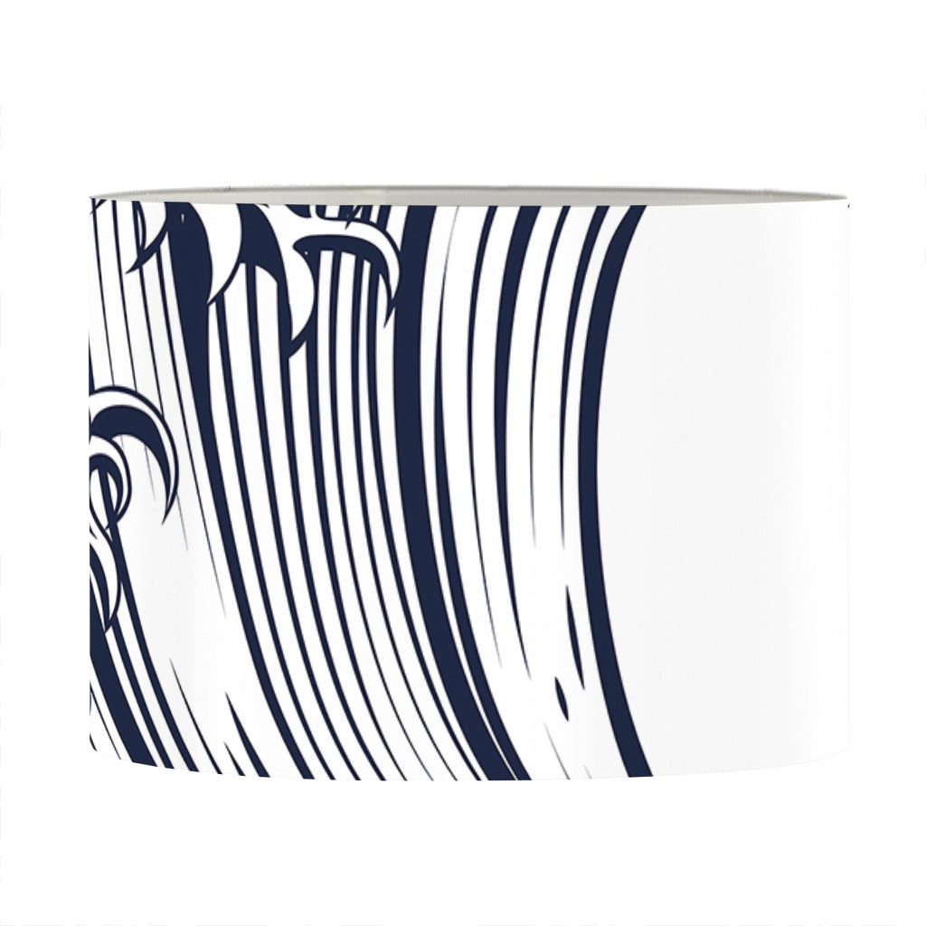 Japanese Kanagawa Wave Print Drum Lamp Shade