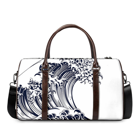 Japanese Kanagawa Wave Print Duffle Bag