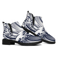 Japanese Kanagawa Wave Print Flat Ankle Boots