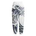 Japanese Kanagawa Wave Print Fleece Lined Knit Pants
