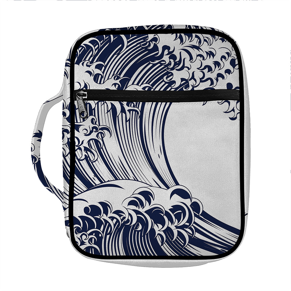 Japanese Kanagawa Wave Print Front Pocket Bible Bag