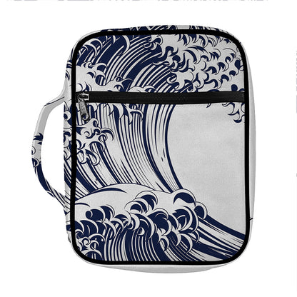 Japanese Kanagawa Wave Print Front Pocket Bible Bag