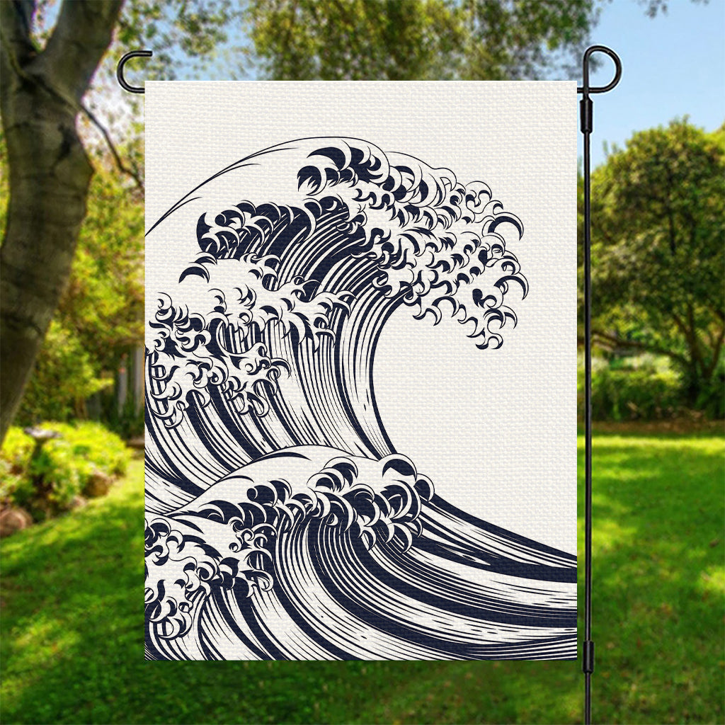 Japanese Kanagawa Wave Print Garden Flag