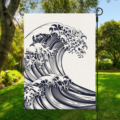 Japanese Kanagawa Wave Print Garden Flag