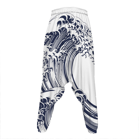 Japanese Kanagawa Wave Print Hammer Pants