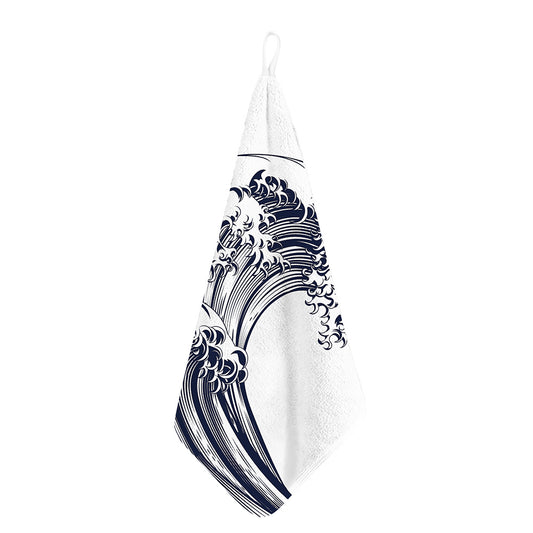 Japanese Kanagawa Wave Print Hand Towel