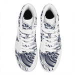 Japanese Kanagawa Wave Print High Top Leather Sneakers