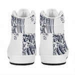 Japanese Kanagawa Wave Print High Top Leather Sneakers