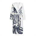 Japanese Kanagawa Wave Print Hooded Bathrobe