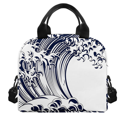 Japanese Kanagawa Wave Print Insulated Lunch Bag