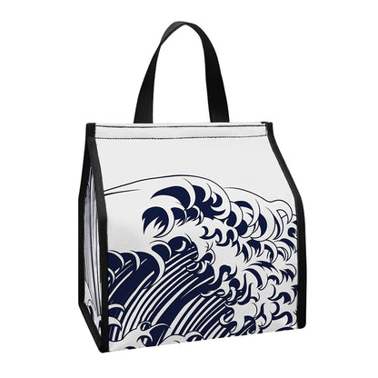 Japanese Kanagawa Wave Print Insulated Lunch Tote