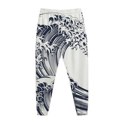 Japanese Kanagawa Wave Print Jogger Pants