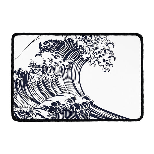 Japanese Kanagawa Wave Print Kitchen Mat