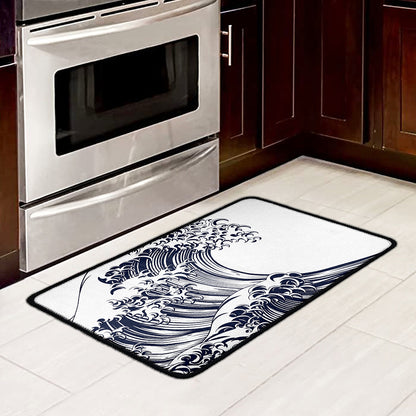 Japanese Kanagawa Wave Print Kitchen Mat