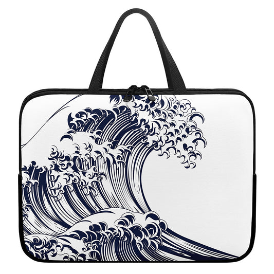 Japanese Kanagawa Wave Print Laptop Sleeve With Handle