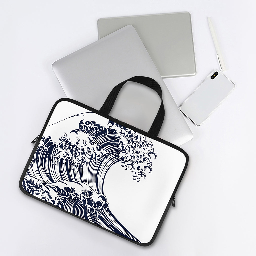 Japanese Kanagawa Wave Print Laptop Sleeve With Handle