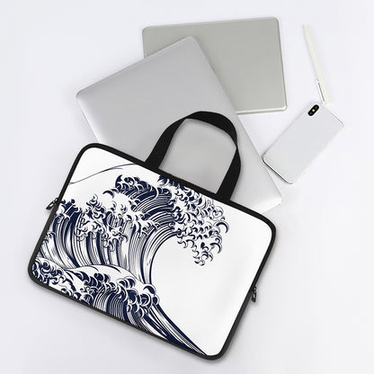 Japanese Kanagawa Wave Print Laptop Sleeve With Handle