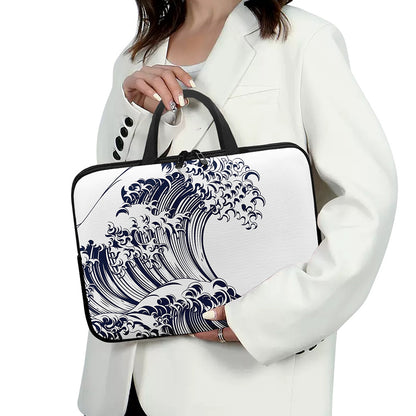 Japanese Kanagawa Wave Print Laptop Sleeve With Handle