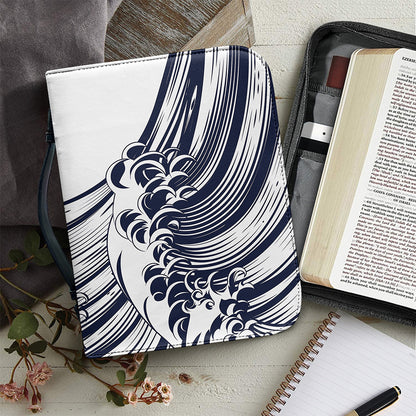 Japanese Kanagawa Wave Print Leather Bible Cover