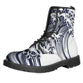 Japanese Kanagawa Wave Print Lace-Up Boots