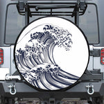 Japanese Kanagawa Wave Print Leather Spare Tire Cover