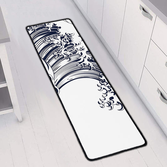 Japanese Kanagawa Wave Print Long Kitchen Mat