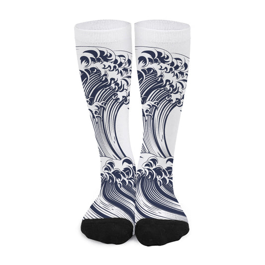 Japanese Kanagawa Wave Print Long Socks