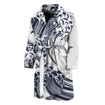 Japanese Kanagawa Wave Print Men's Bathrobe