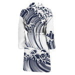 Japanese Kanagawa Wave Print Men's Bathrobe