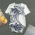 Japanese Kanagawa Wave Print Men's Bodysuit
