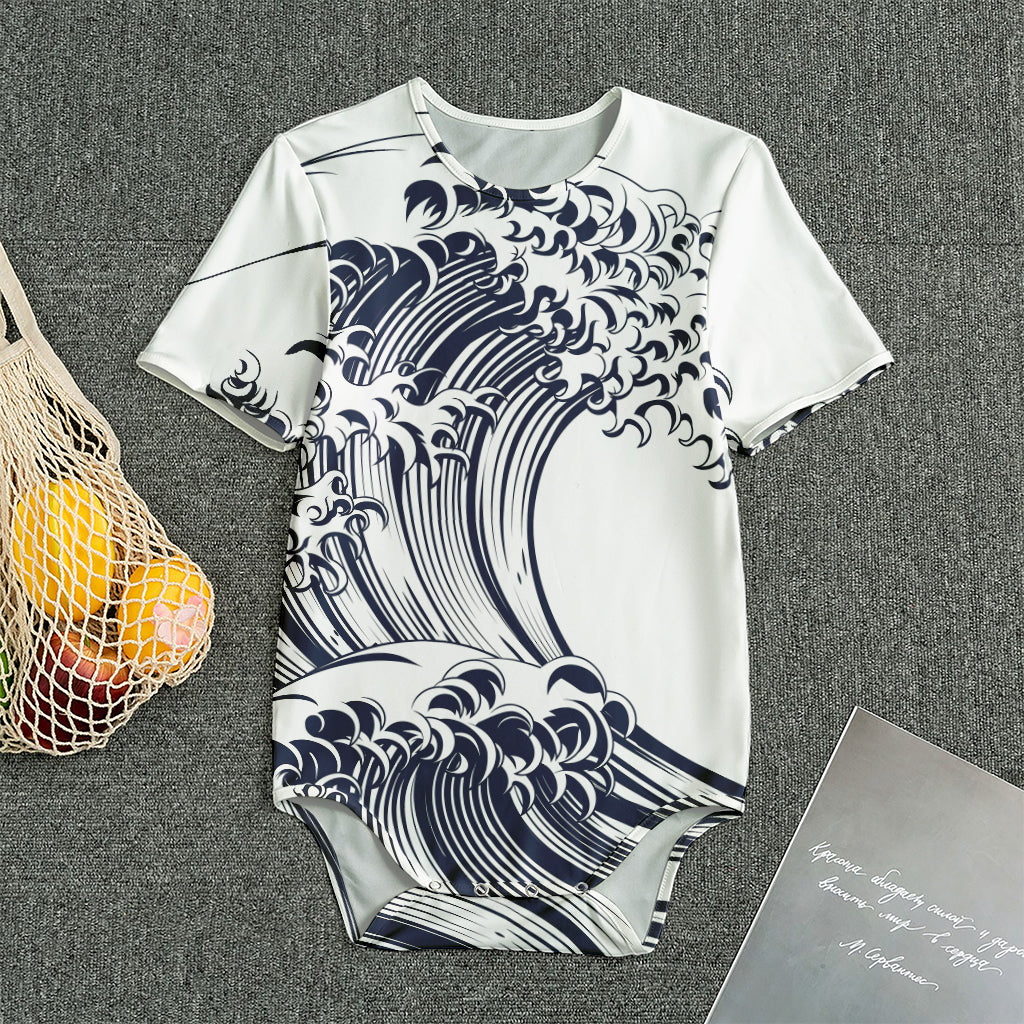 Japanese Kanagawa Wave Print Men's Bodysuit