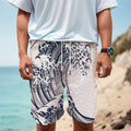 Japanese Kanagawa Wave Print Men's Cargo Shorts