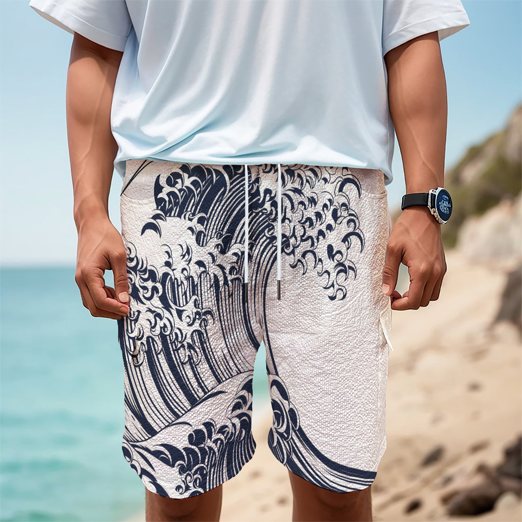 Japanese Kanagawa Wave Print Men's Cargo Shorts