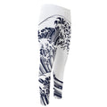 Japanese Kanagawa Wave Print Men's Compression Pants