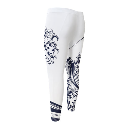 Japanese Kanagawa Wave Print Men's Compression Pants