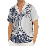 Japanese Kanagawa Wave Print Men's Deep V-Neck Shirt