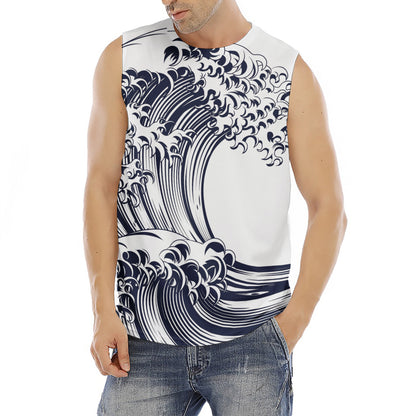 Japanese Kanagawa Wave Print Men's Fitness Tank Top