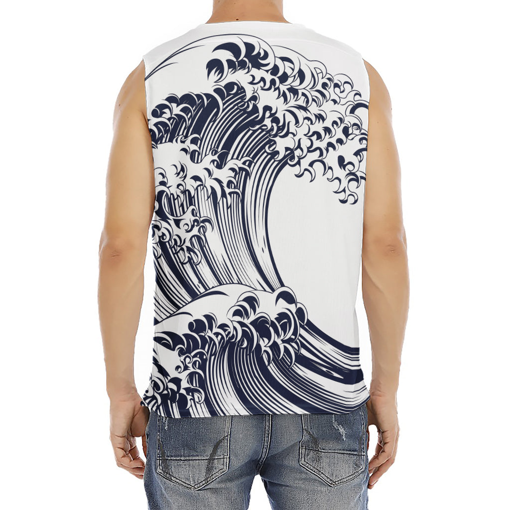Japanese Kanagawa Wave Print Men's Fitness Tank Top