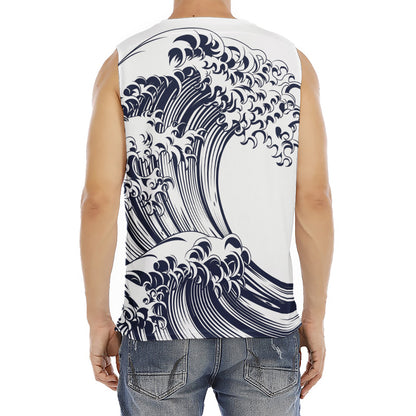 Japanese Kanagawa Wave Print Men's Fitness Tank Top