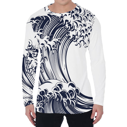 Japanese Kanagawa Wave Print Men's Long Sleeve T-Shirt